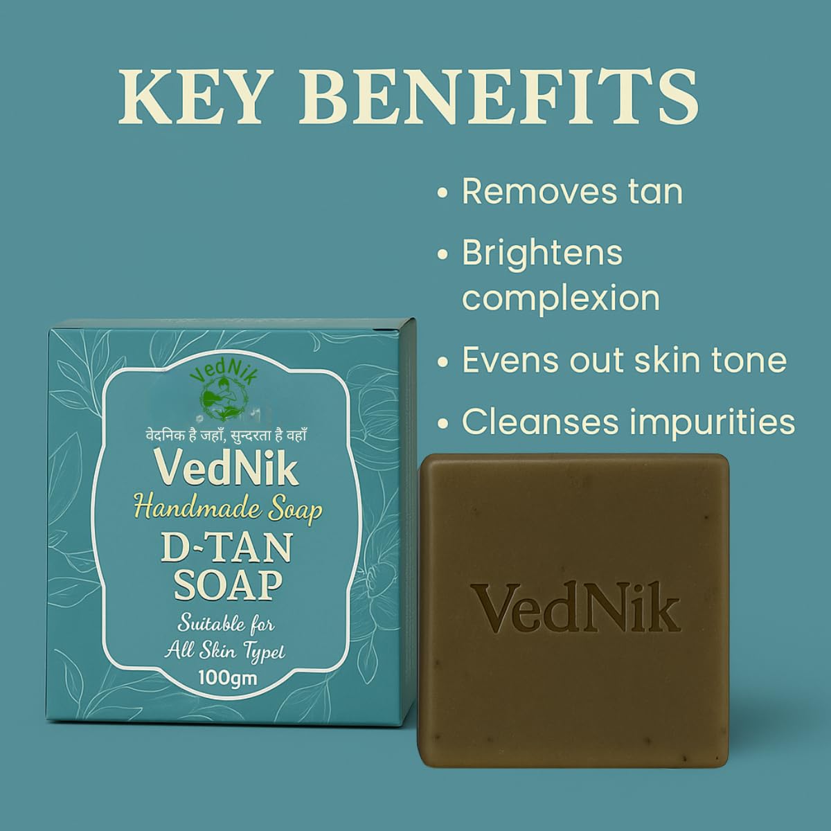 VedNik De-Tan Herbal Soap  Paraben-Free | 100g